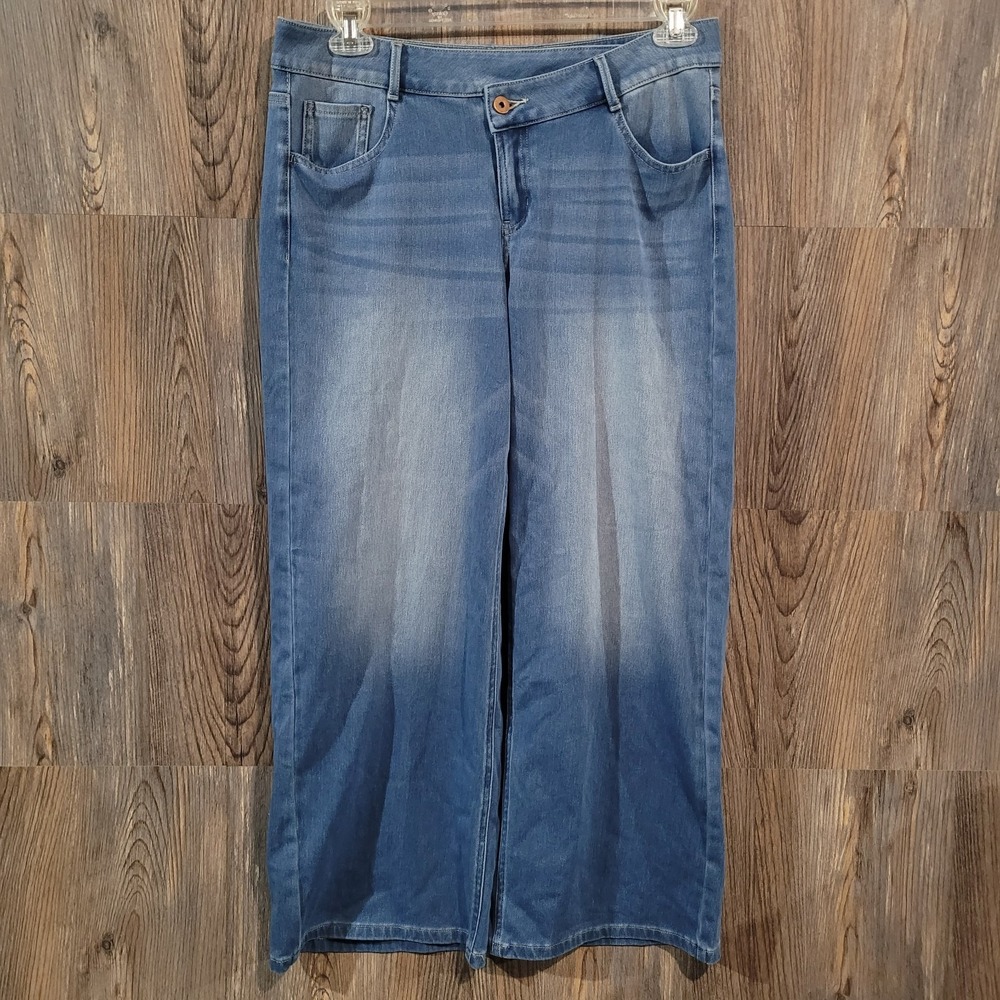 Halara Asymmetric Zipper Baggy Wide Leg Jeans M x 29 Medium Wash Casual Lounge